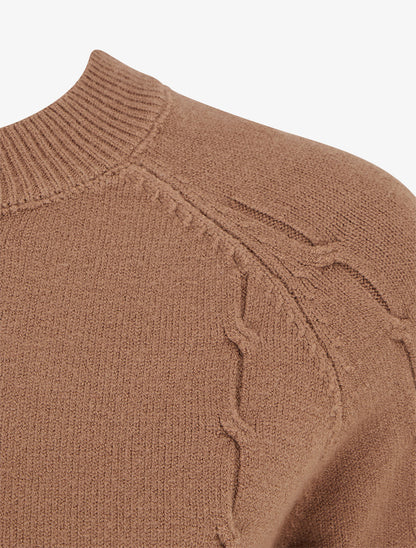 Pull en maille stylisée coupe droite - Camel - 3