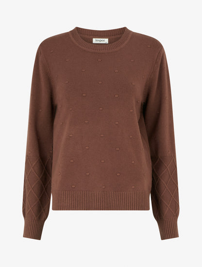 Pull en maille style pois coupe droite - Marron - 1