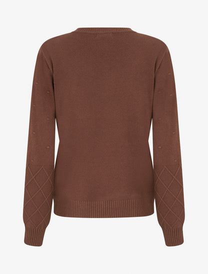 Pull en maille style pois coupe droite - Marron - 2