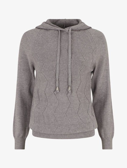 Pull à capuche en maille zig-zag - Gris - 1