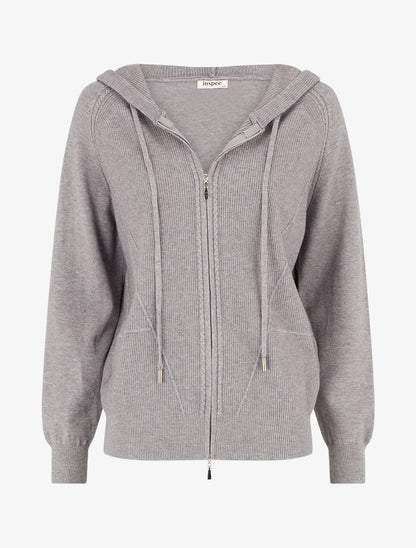 Sweat à capuche en maille - Gris - 1