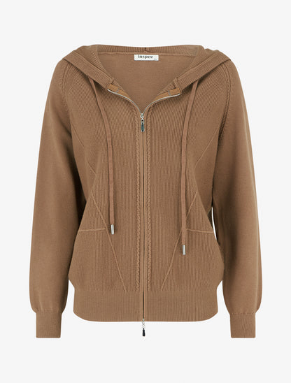 Sweat à capuche en maille - Camel - 1