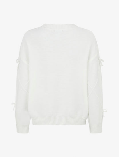 Pull uni à nœuds décoratifs - Blanc - 2
