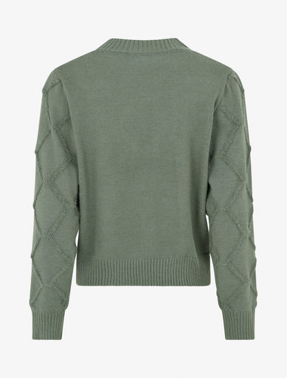 Pull à col rond effet quadrillé - Kaki - 2