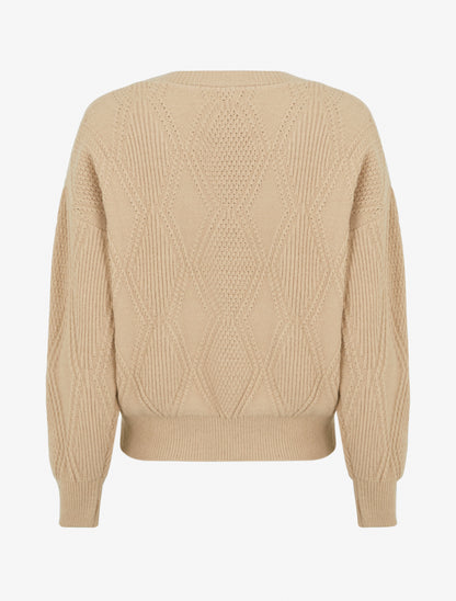 Pull uni en maille texturée - Taupe - 2