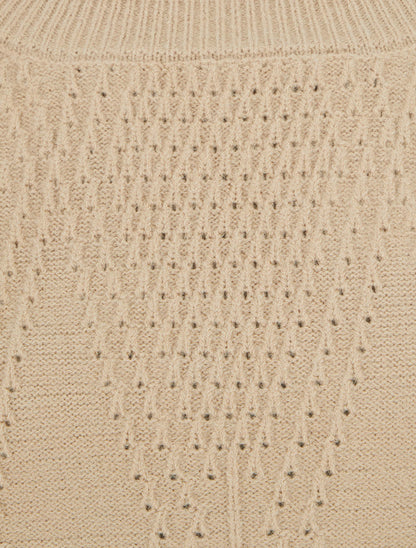 Pull uni en maille texturée - Taupe - 3
