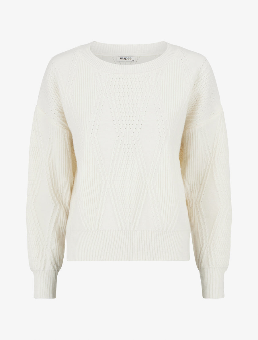 Pull uni en maille texturée - Beige - 1