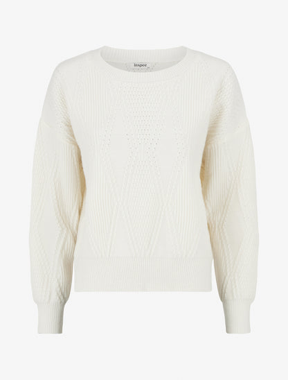 Pull uni en maille texturée - Beige - 1