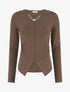 Pull asymétrique à empiècement bijou M - Marron - 1