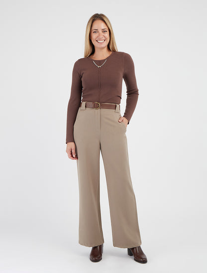 Pull asymétrique à empiècement bijou M - Marron - 8