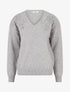 Pull droit à fleurs brodées - Gris clair - 1