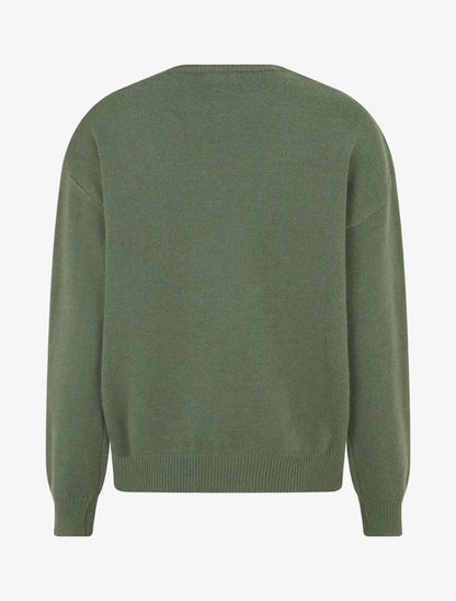 Pull droit à fleurs brodées - Kaki - 2