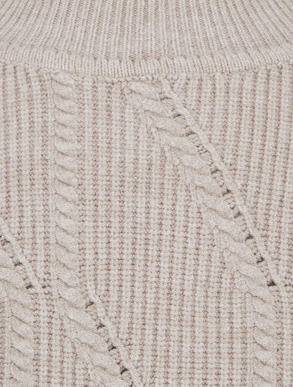 Pull uni à col montant - Taupe - 3