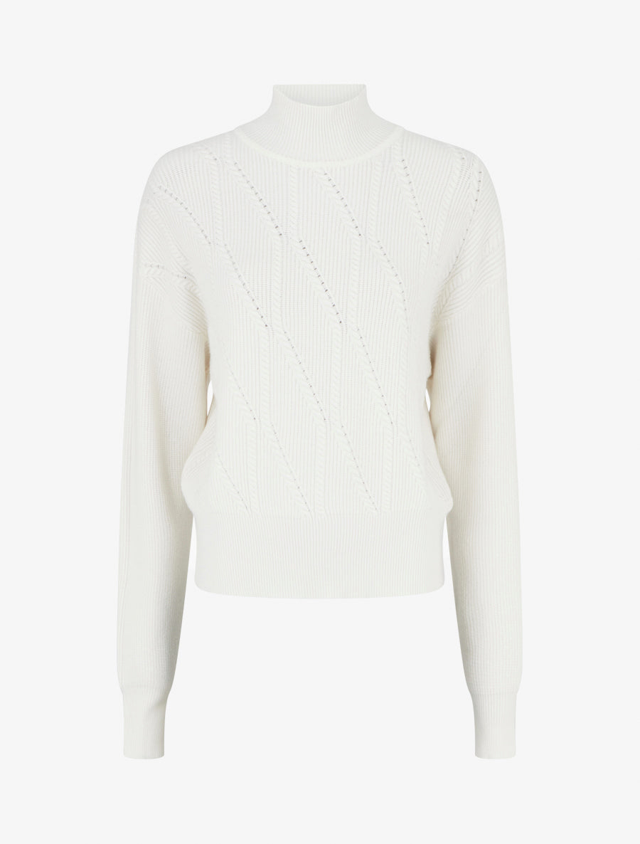 Pull uni à col montant - Blanc - 1