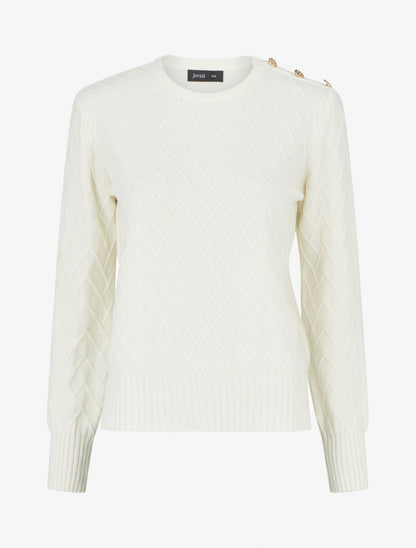 Pull droit en maille fantaisie - Blanc - 1