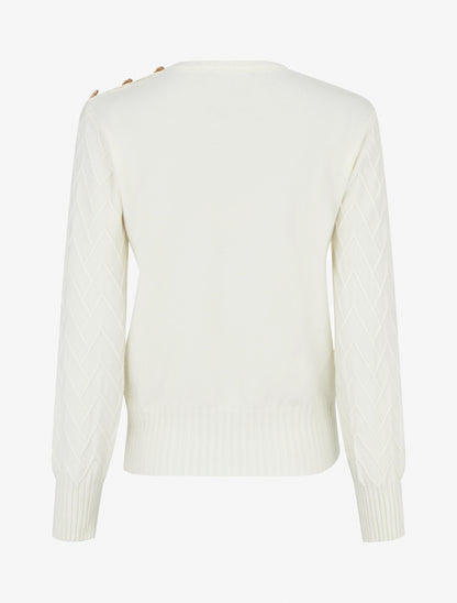 Pull droit en maille fantaisie - Blanc - 2