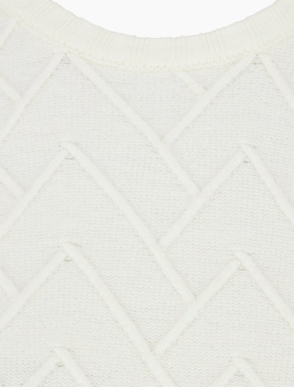 Pull droit en maille fantaisie - Blanc - 3