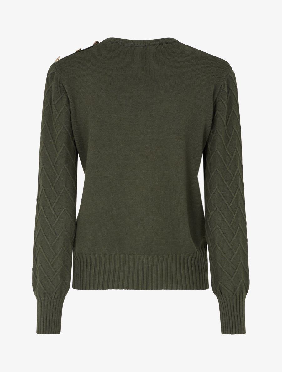Pull droit en maille fantaisie - Kaki - 2