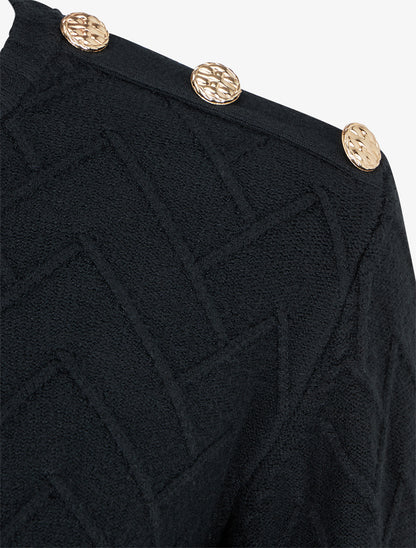Pull droit en maille fantaisie - Noir - 3