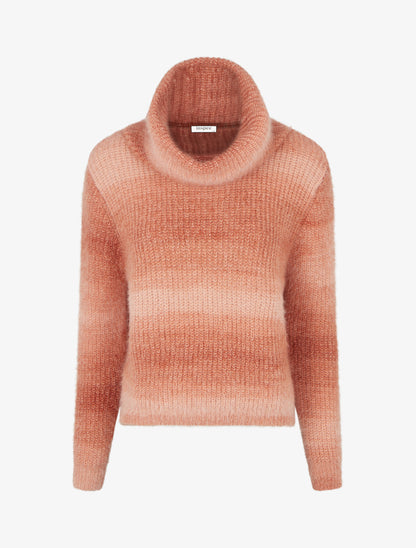 Pull droit effet duveteux à col roulé - Orange - 1