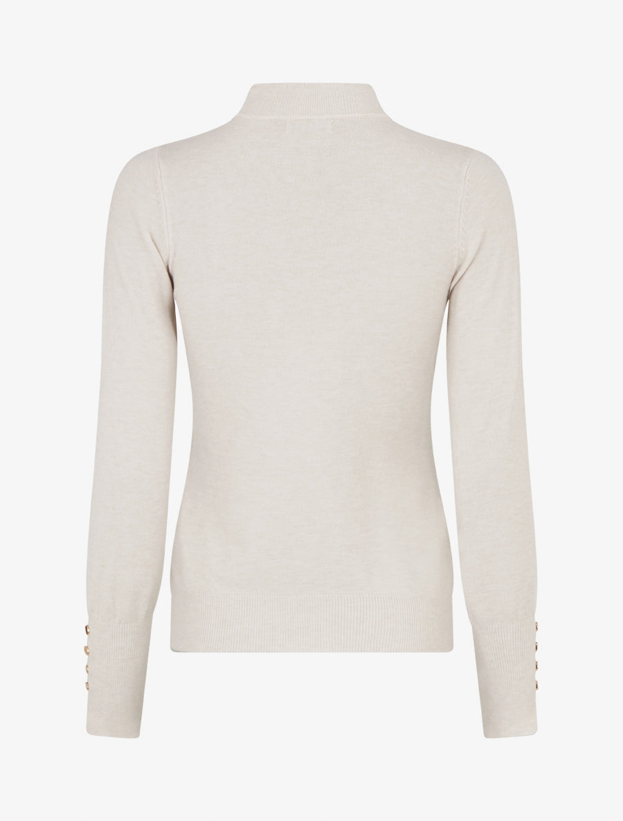 Pull fin uni à col montant - Beige - 2