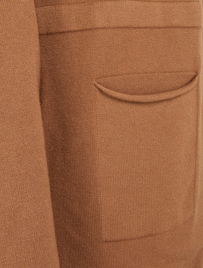 Gilet long uni à capuche - Camel - 3