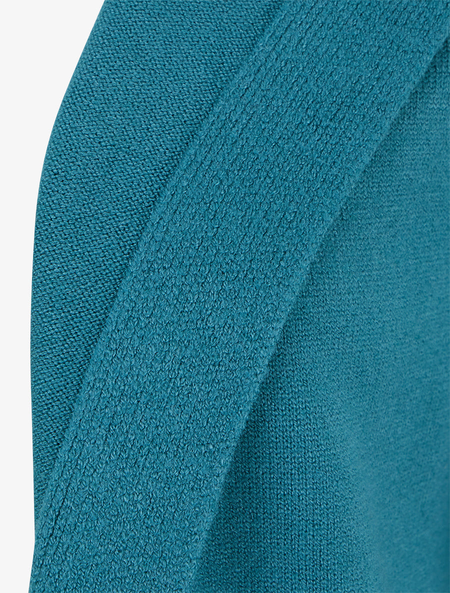 Gilet long uni à capuche - Bleu canard - 3