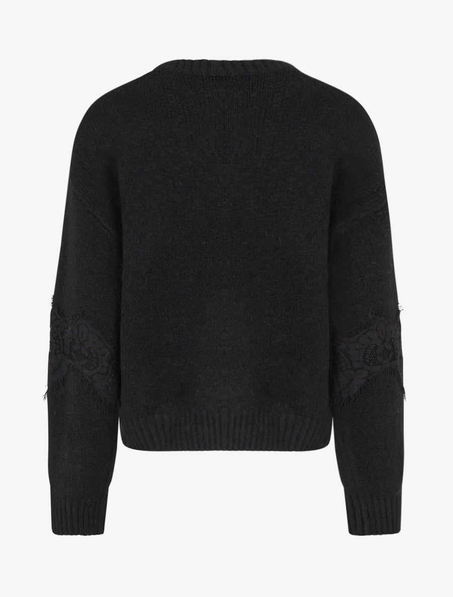 Pull droit à dentelle - Noir - 2