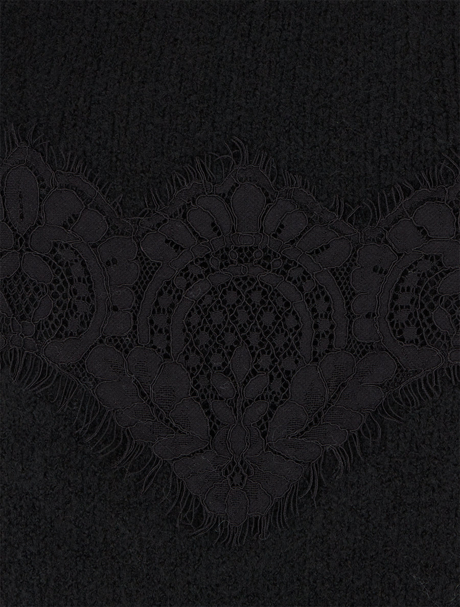 Pull droit à dentelle - Noir - 3