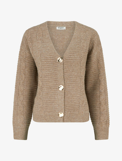 Gilet irisé à boutons métalliques - Taupe - 1