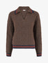 Pull texturé en maille à col V - Marron - 1