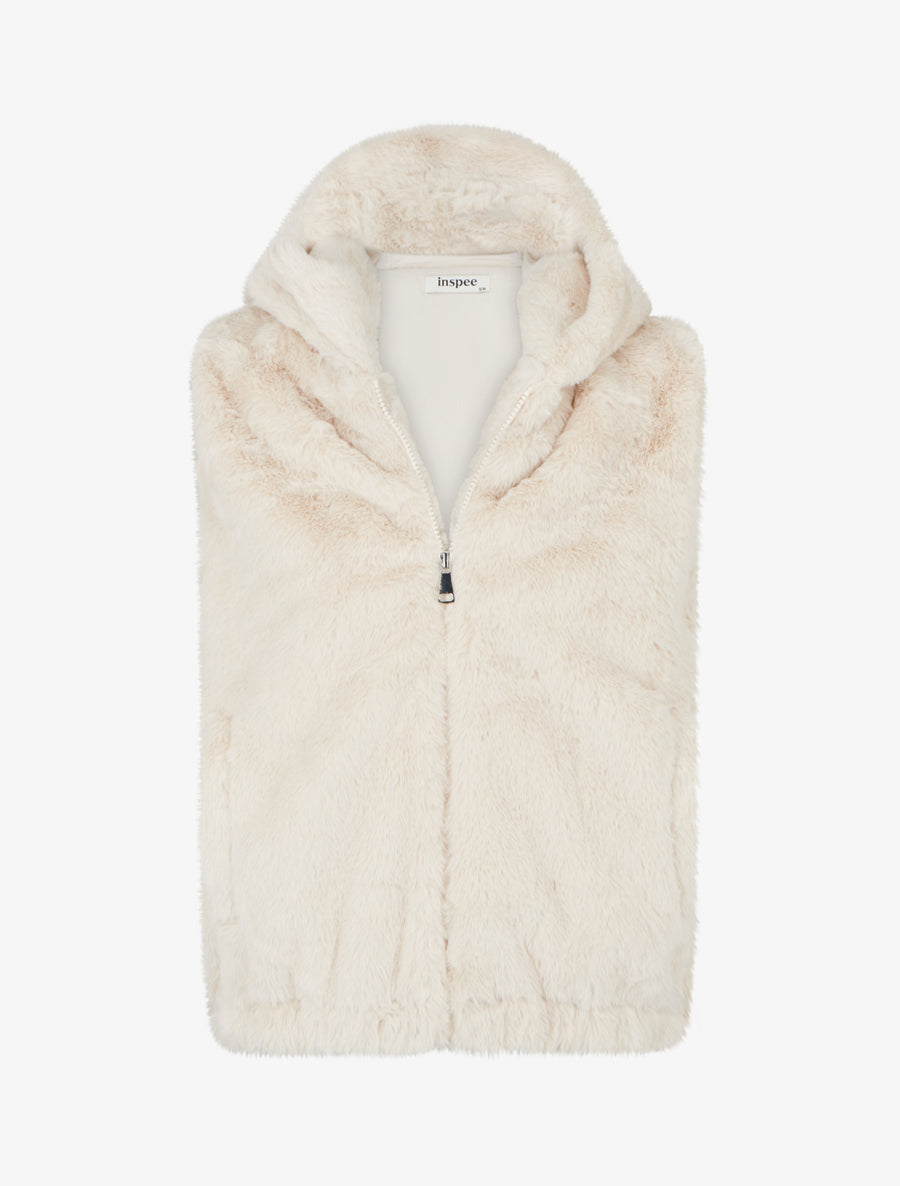 Veste sans manches en fausse fourrure - Écru - 1