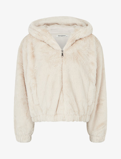 Manteau court en fourrure synthétique - Écru - 1