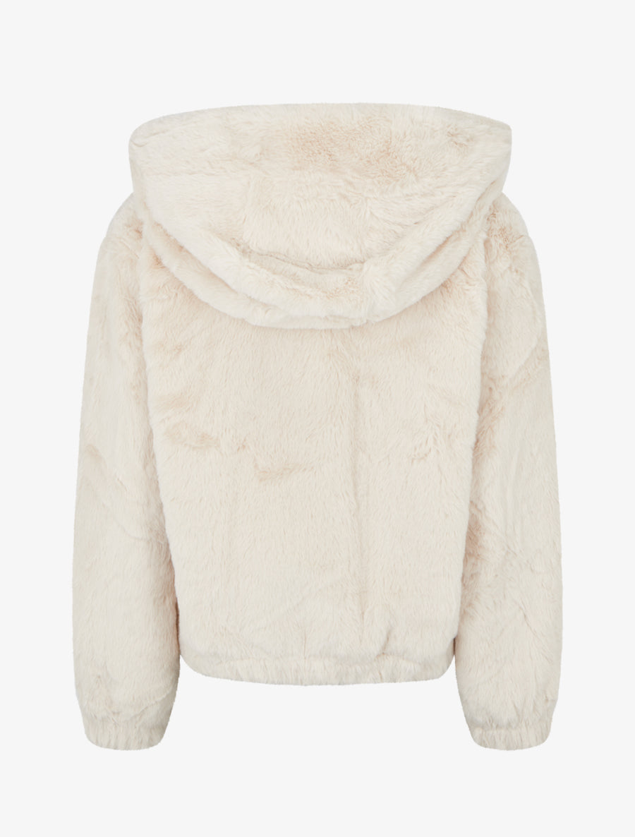 Manteau court en fourrure synthétique - Écru - 2