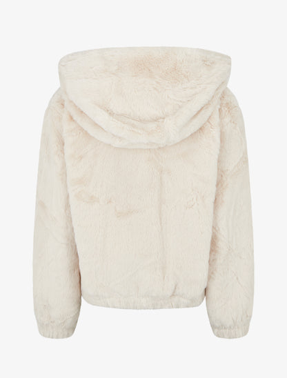Manteau court en fourrure synthétique - Écru - 2