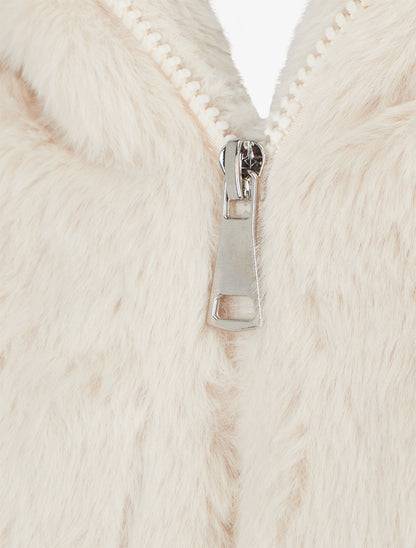 Manteau court en fourrure synthétique - Écru - 3