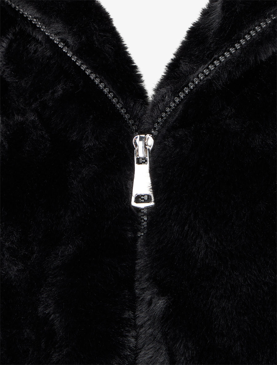 Manteau court en fourrure synthétique - Noir - 3
