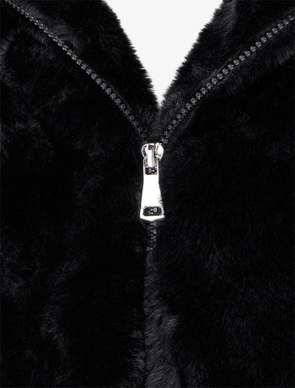 Manteau court en fourrure synthétique - Noir - 3