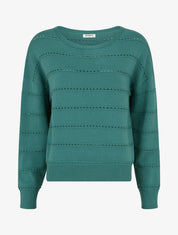 Pull uni ajouré - Vert sapin - 1