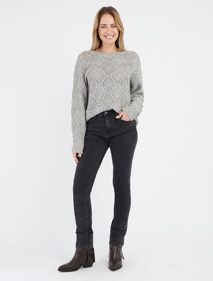 Oversize flauschiger Pullover - Grau