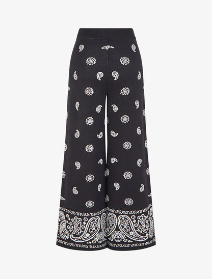 Pantalon en maille à imprimé ikat - Noir - 2