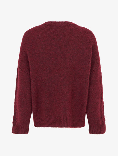 Pull droit à col rond en maille stylisée - Bordeaux - 2