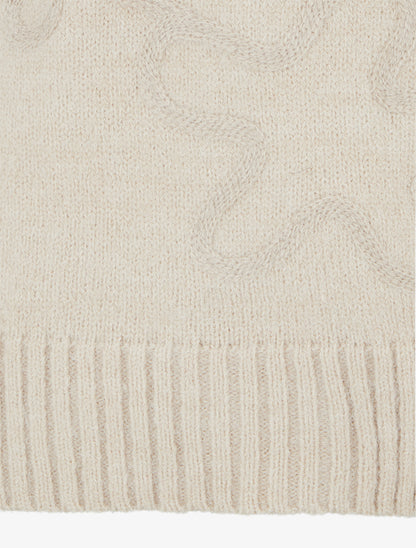 Pull uni à motif fantaisie - Beige - 3