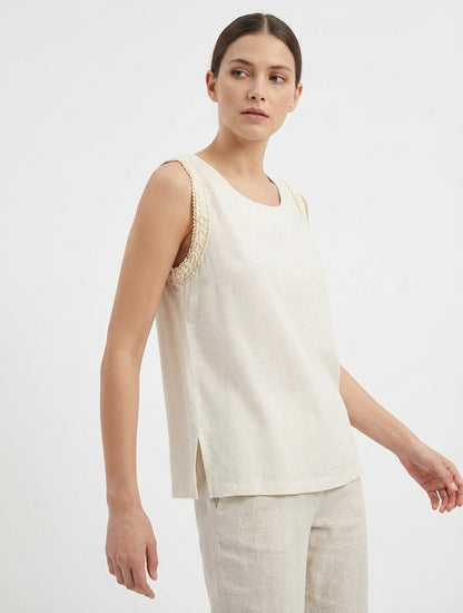 Ärmelloses einfarbiges Top - Creme