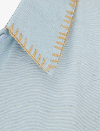 Chemisier uni sans manches boutonné - Bleu ciel - 3