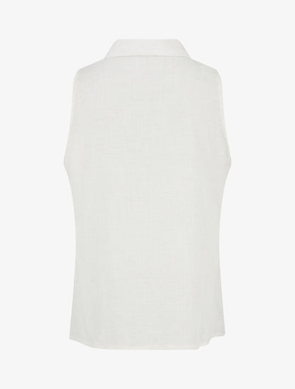 Chemisier sans manches à broderie floral - Écru - 2