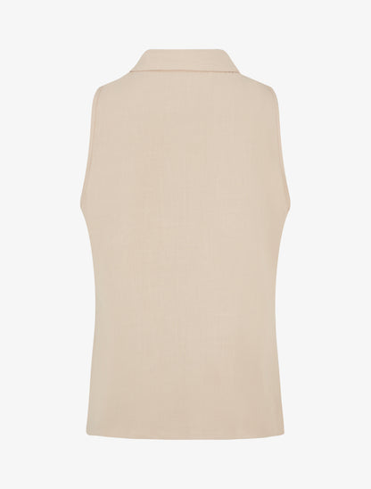 Chemisier sans manches à broderie floral - Beige - 2