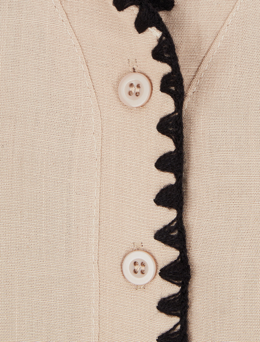 Chemisier sans manches à col brodé - Beige - 3