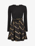 Robe patineuse à imprimés dorés - Noir - 1