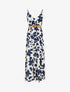 Robe longue évasée imprimé grandes fleurs - Marine - 1